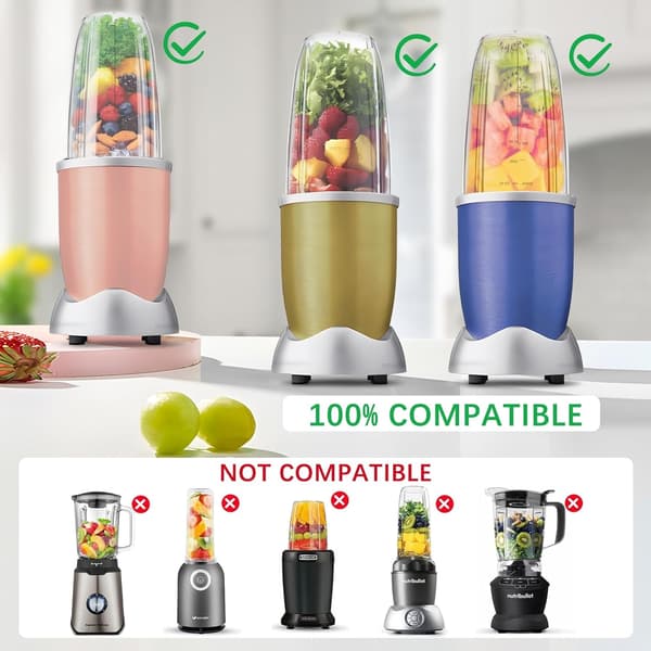Reservedele til Nutribullet blender, 94 cl & 71 cl-kopper med erstatningsblade (3 stk)