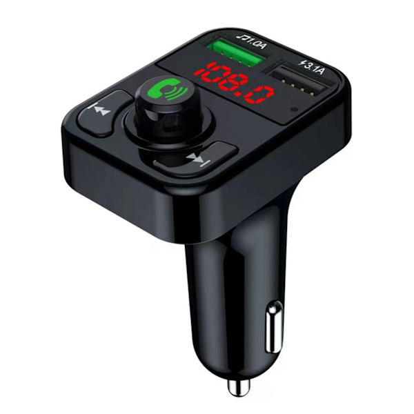 Bluetooth-adapter FM-sender Trådløs Radioadapter Dobbel Port Bil Musikkspiller Radiomottaker Svart