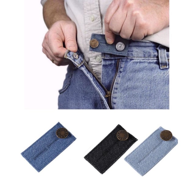 3 deler jeans med justerbar linning med justerbar denimknapp i metall