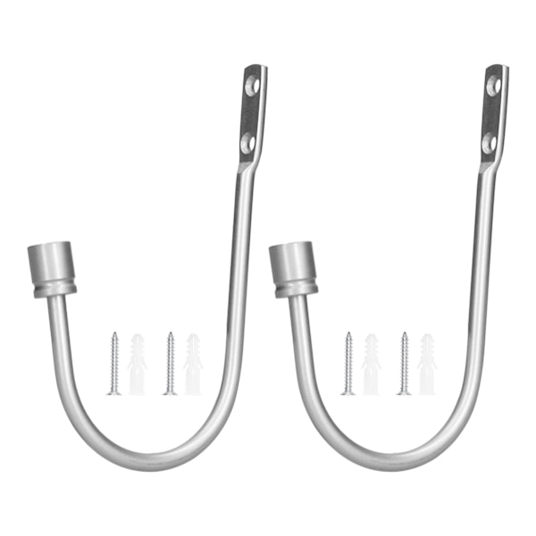 2 stk. gardinkrog i aluminiumlegering U-formet cylinder fastgjort gardinholdback til hjemmekontor soveværelse sølv