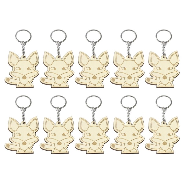 10 stycken nyckelring trä nyckelring dekorativ nyckelring hänge