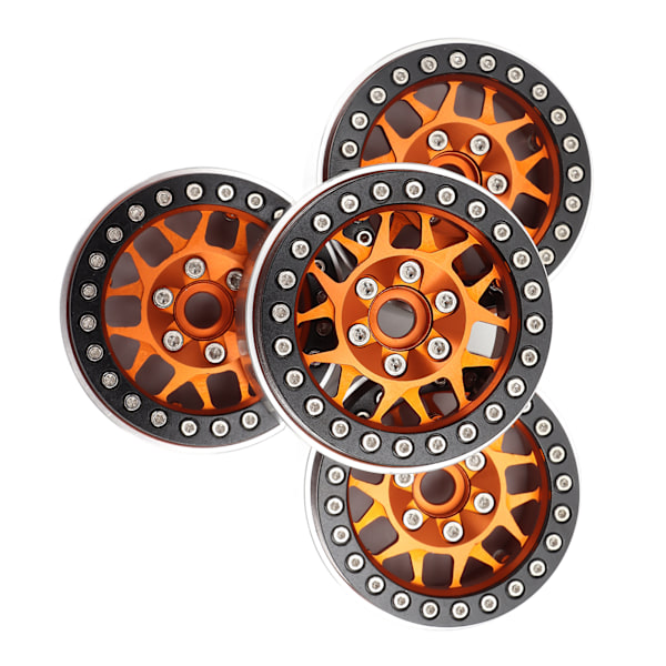 4 st 1.9 tum RC Hjulfälgar Aluminium CNC-bearbetade 1/10 RC Beadlock Hjulnav för Axial SCX10 90046 AXI 03007 REDCAT MST Orange