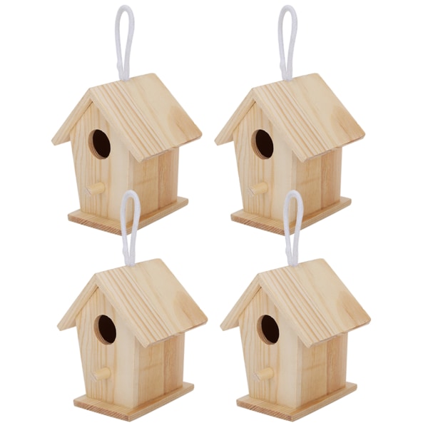 Mini fuglehusreder i tre - sett med 4 for hage og balkong