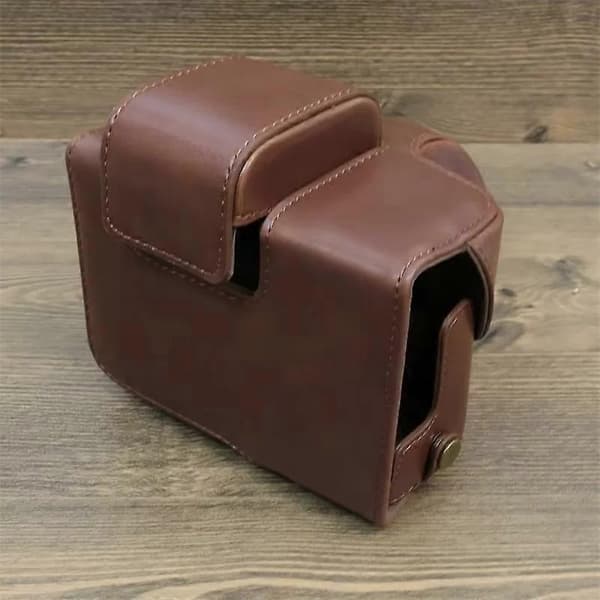 f3K PU Leather Camera Bag for Canon EOS R50 R100 with Battery Opening O5u Design Camera Protector with Strap