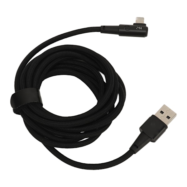 Opladerkabel til iPhone 90 Grader 2 Meter Hurtig Opladning 2.4A Kabel Sort