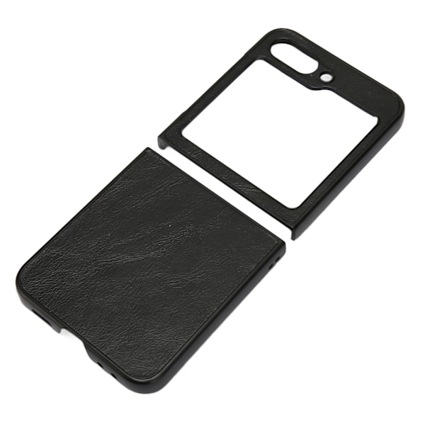 Foldbar Skærm Telefon Beskyttende Læder Etui Anti Rids Stødsikker Mobiltelefon Etui til Galaxy Z Flip 5 Sort Læderstruktur