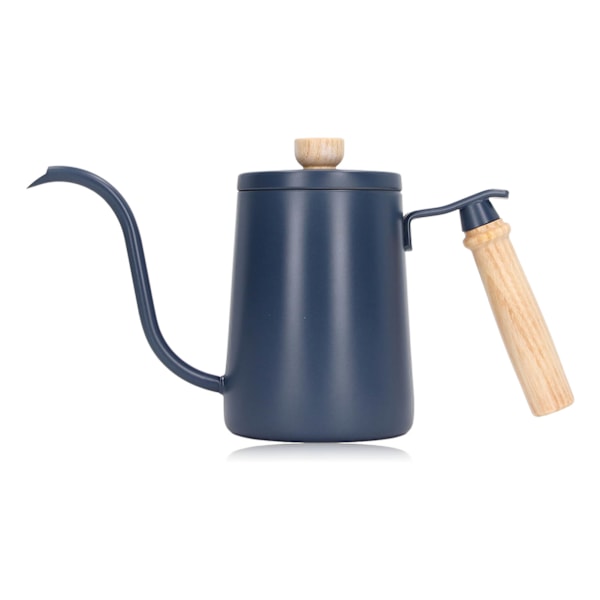 Coffee Pour Over Kettle 600ml 304 Stainless Steel Gooseneck Spout Wood Handle Gooseneck Kettle for Coffee Water Drinks Blue