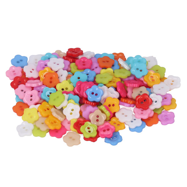 200 stk blomsterknapper Fargerike gjør-det-selv-gjør plast blankt dekorative 1,3x1,3cm/0,5x0,5in syknapper for scrapbooking