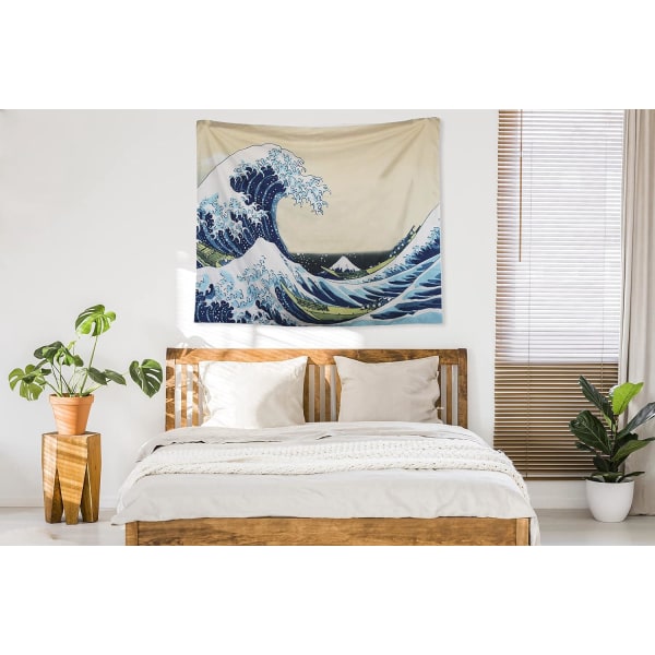 (130 x 150cm) Vågbakgrund Gobeläng Kanagawa Surf House Hängande tyg Bakgrund Dekoration Tyg Tyg Gobeläng Printed Gobeläng