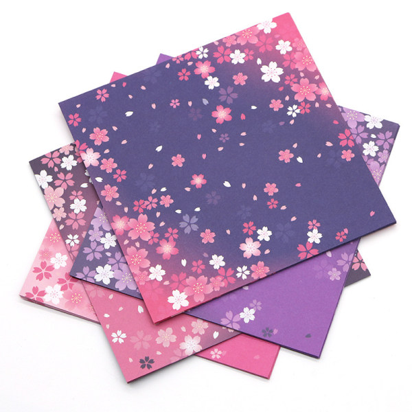 Origami-papir - 60 brettepapirark 15*15 cm - japansk kirsebærblomstmønster - for brettet kran, blomster, fly, kunst og håndverksprosjekter