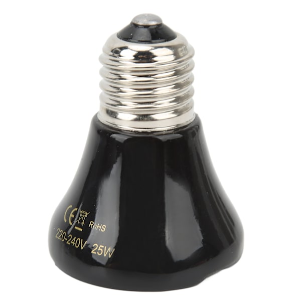 Keramisk krybdyr varmelampe pære mini infrarød varme keramisk amfibie varmelampe til firben krybdyr 220V‑240V 25W sort