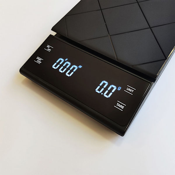 Elektronisk kaffevåg med timer Hushållskök Bakning Vägning LED Touch Screen Knapp Svart Laddningsbar 3kg/0.1g