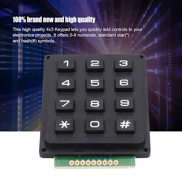 Tastaturmoduler med 12 taster 3x4 Trykknapper Eksternt tastatur for MCU