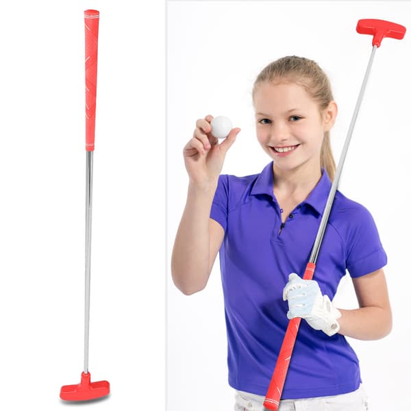 27 tommer Mini Golf Putter med Gummihoved til Børn, Stål Skaft (Rød)