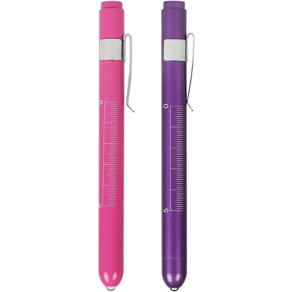 2 diagnostiska medicinska pennljus (lila + rosa), återanvändbara mini-LED-pennljus, ficklampor, nödlampor för läkare och sjuksköterska