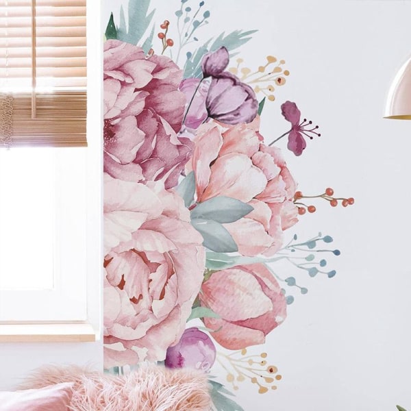 Romantiska och varma blommor barnrum entré inredning väggdekor dekaler