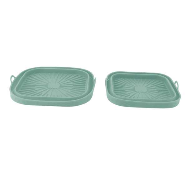 2 stk gjenbrukbare silikon frityrkurv sammenleggbar firkantet silikon frityrkurv for baking kaker brød kjøtt grønn