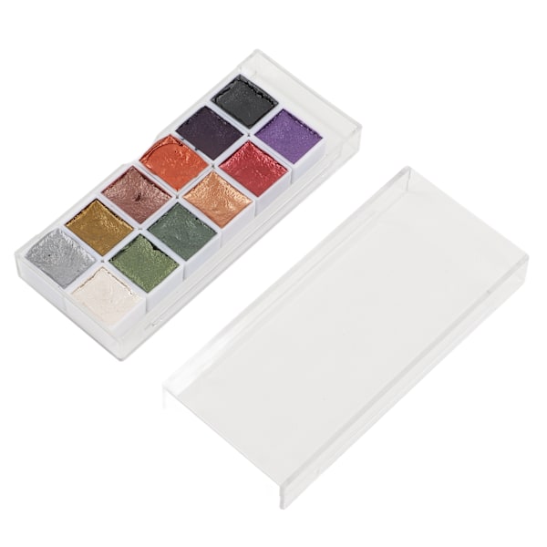 12 st Vattenfärgset Retro Metall Portabel Högpigment Konstmaterial för Studenter Vuxna Artister