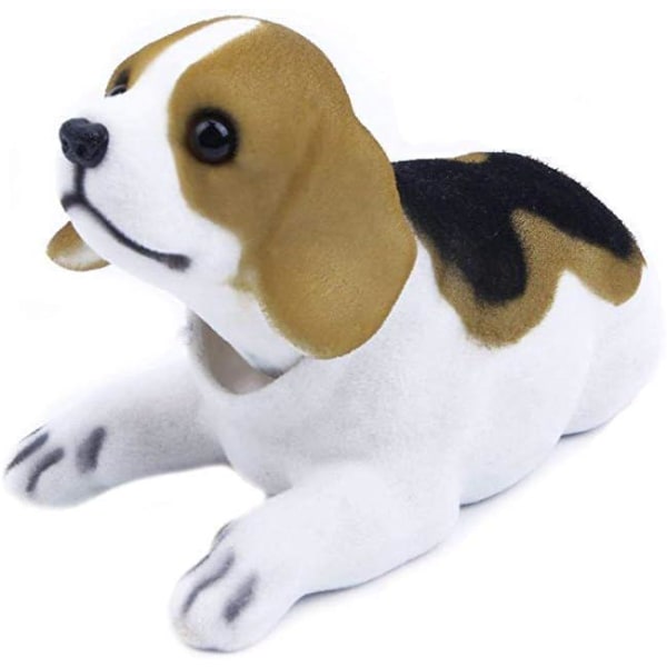 Søt ristehodehund, beagle nikkende hund svart hvit, lysebrun bil nikkende hund, bilinteriørdekorasjoner, kreative gaver, bildekor