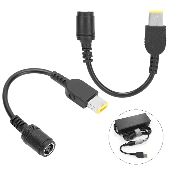 2 stk. Strømomformerkabeladapter 5,5x2,1 mm Rund til 7,9x5,5 mm Firkantet for Lenovo ThinkPad X1/X240/G405