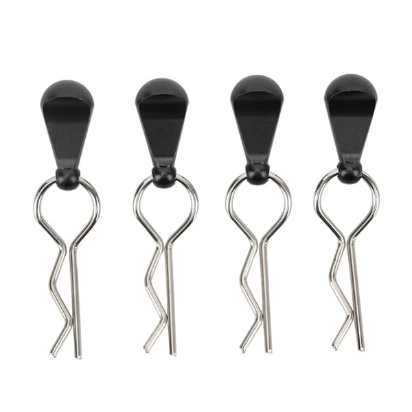4 stk. RC Karosseri Klips Stift Rustfrit Stål R-Form Universal til 1/8 1/10 Fjernstyret Bil Sort