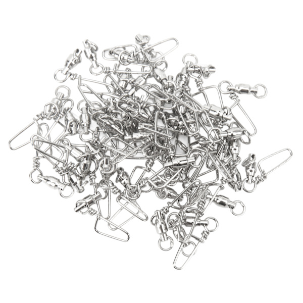 50 st High Strength Fiske Snap Swivels Rostfritt Stål B-Typ Kullager Swivels för Saltvattenfiske 0#