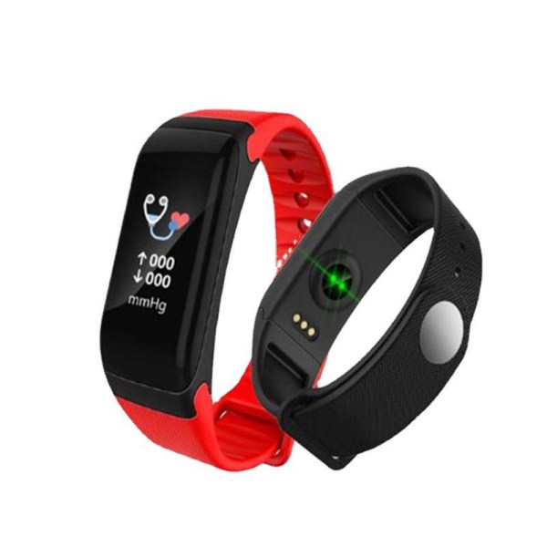 Fitness Tracker Smart armbånd (rødt) blodtrykk, hjertefrekvens, Bluetooth treningstrinn gave, sunn bruk