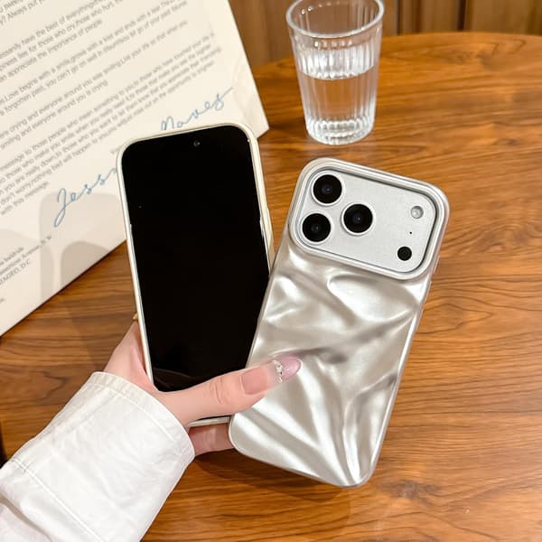 Case for iPhone 17 Pro Max Glossy Water Ripple Phone Case, TPU Soft Shell Trendy Phone Case for iPhone 17 Pro Max (6.9 inch), Silver