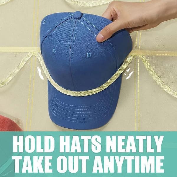 Hat Rack for Baseball Caps, 27 Pockets, Hanging Over the Door