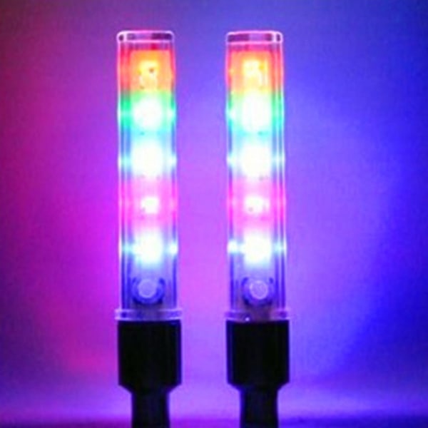 2 stk LED Sykkelhjul Lys 7 Moduser Blendende Lys Sykkel Dekk Ventil Stamme Lys for Sykkel Tilbehør