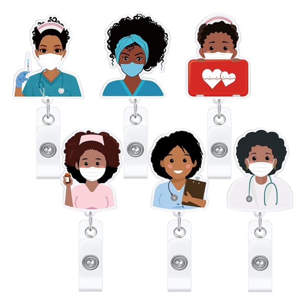6 st akrylhållare för sjuksköterskeemblem med infällbar klämma, studentpresent, infällbart ID-spänne, märkesögla