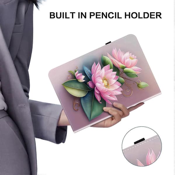 Leather Case with Printed Pattern and Stand for iPad mini (2024)/(2021) with Card Slots