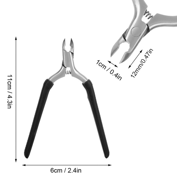 Rustfrit stål Cuticle Nipper Cutter Cuticle Remover NeglemanicureværktøjSort