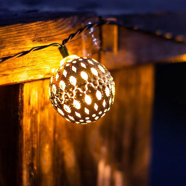 5 meter 20-Light LED Solar Marockan Ball String Lights för utomhusträdgård och festivaldekor