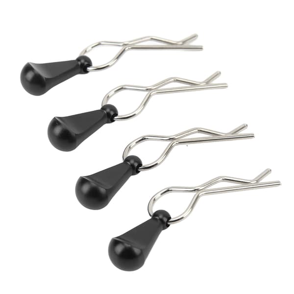 4 stk. RC Karosseri Klips Stift Rustfrit Stål R-Form Universal til 1/8 1/10 Fjernstyret Bil Sort