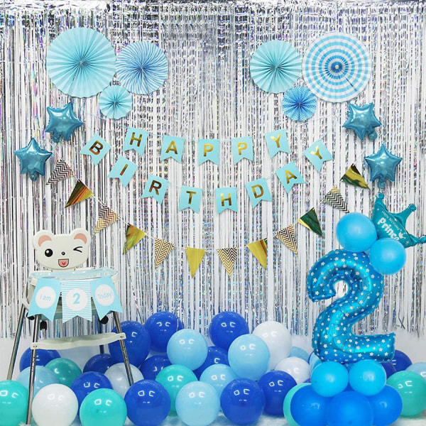 32-tums gigantiska nummerballonger, heliumnummerballongdekor för fester, födelsedagar (blå nummer 2)