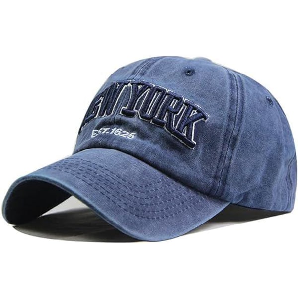 Cap, Unisex Vintage Jeans Hattu Säädettävä Cap Hip-Hop Muoti Snapback Cap Kirjonta Kirjaimet Trucker Motorcycle Cap, Sininen