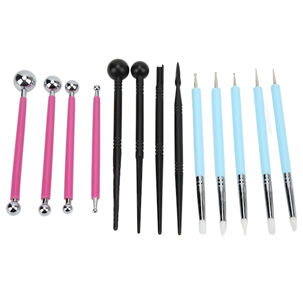 13 Delars Modellera Skulpteringsverktyg Set Kompletta Verktyg Olika Storlekar Kulspetsverktyg Prickverktyg för DIY Keramik Skulptur