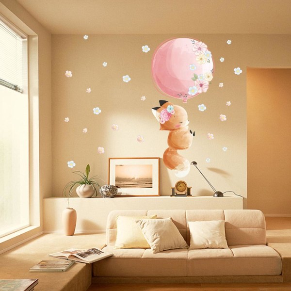 Wall Stickers The Little Fox Balloon Wall Stickers Mural Decals for Soveværelse Stue Væg TV