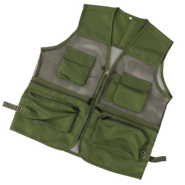 Militärväst Slitstark andas fiskeväst med flera fickor för utomhusaktiviteterXXL Military Green