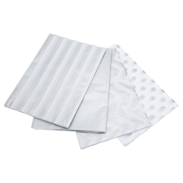 40 st Presentpapper Vågor Prickar Ränder Klart Ljust Silvermönster Miljövänligt Papper