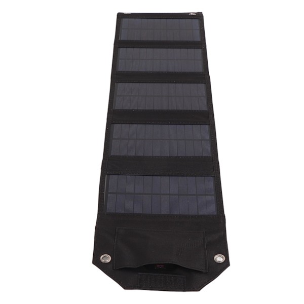 10W Bærbar Solcellelader 5V 2A Foldbar Solcellelader IP67 Vanntett for Smarttelefoner, Nettbrett, Powerbanker, Svart