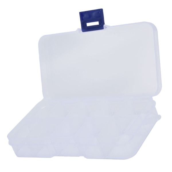 10 stk. 13x7x2,5 cm opbevaringsbeholder i gennemsigtig PP-plast med 10 rum