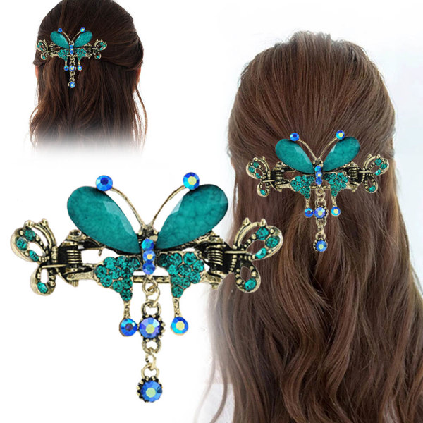 Vintage Butterfly Hair Clip til kvinder og piger - Elegant legeret metal hult hårnål