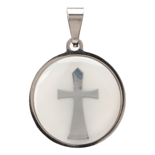 Platt rund korshänge silver titanstål korshalsband hänge krucifixhänge för smyckestillverkning