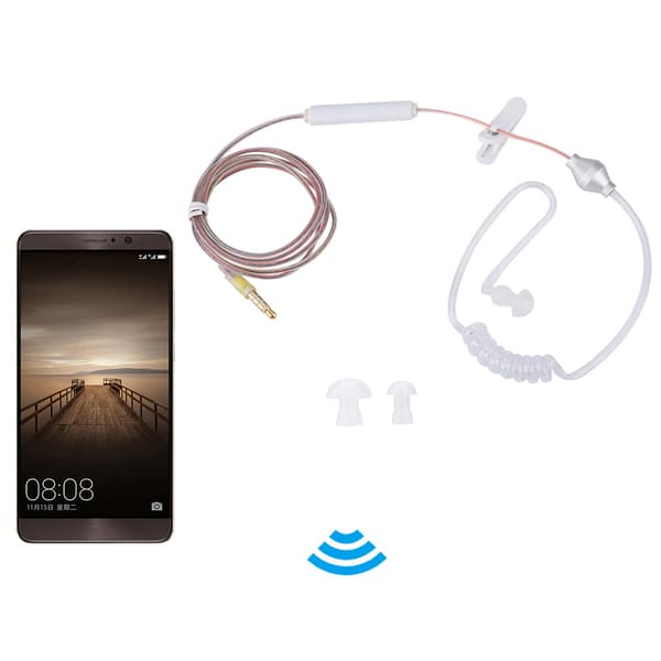 In-ear headset med luftrør og mikrofon til iOS og Android, gennemsigtig, enkelt