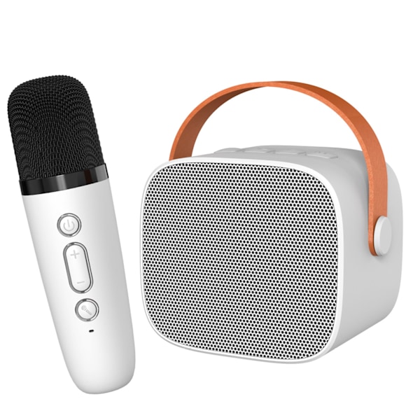 Mini Karaoke-laite HiFi Surround Sound Kannettava Bluetooth-kaiutin mikrofonilla kotiin ulkokäyttöön valkoinen