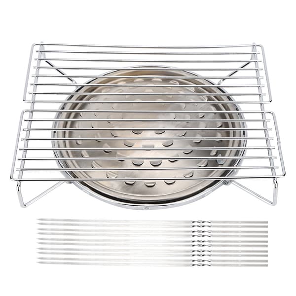 BBQ-rist, Spid, Bagebakke Sæt Rustfrit Stål Udendørs Camping Grillværktøj BBQ-rist