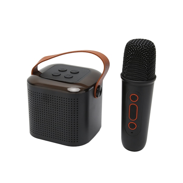 Karaoke Maskine Stereo RGB Lys Bærbar Bluetooth Højttaler med 1 Mikrofon til Hjemmefest Sort