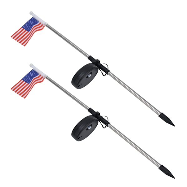 2 stk solcelledrevet hagelampe US flagg plen stake lampe for utendørs landskapsbelysning dekorasjon hvitt lys